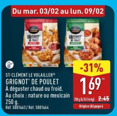 ST-CLÉMENT LE VOLAILLER GRIGNOT' DE POULET