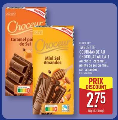 CHOCEUR® TABLETTE GOURMANDE AU CHOCOLAT AU LAIT