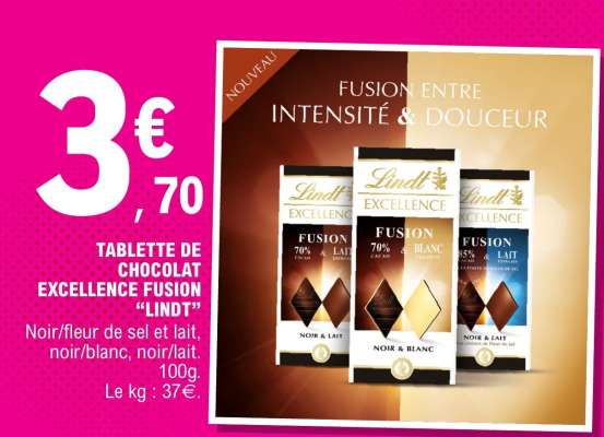 TABLETTE DE CHOCOLAT EXCELLENCE FUSION “LINDT”