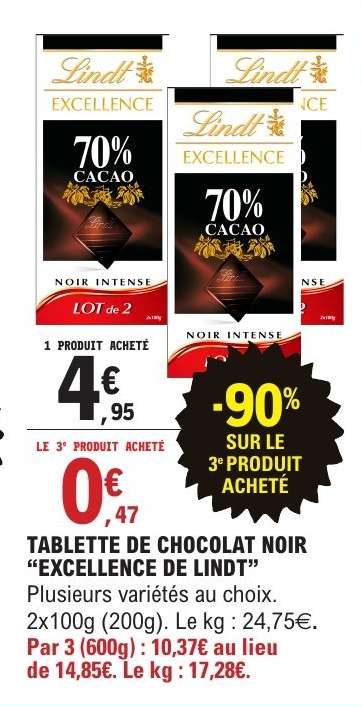 TABLETTE DE CHOCOLAT NOIR “EXCELLENCE DE LINDT”