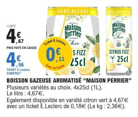BOISSON GAZEUSE AROMATISÉ “MAISON PERRIER”