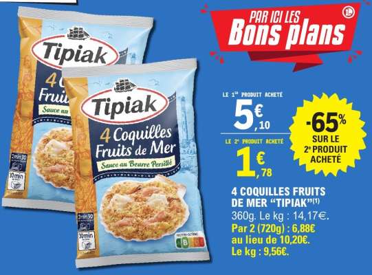 4 Coquilles Fruits de Mer “Tipiak”