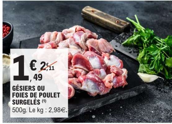 GÉSIERS OU FOIES DE POULET SURGELÉS