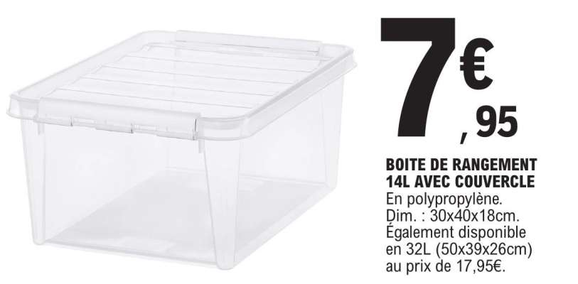 BOITE DE RANGEMENT 14L AVEC COUVERCLE