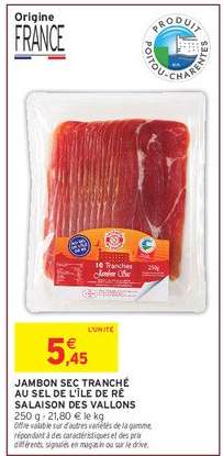 JAMBON SEC TRANCHÉ AU SEL DE L'ÎLE DE RÉ SALAISON DES VALLONS