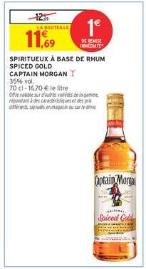 SPIRITUEUX À BASE DE RHUM SPICED GOLD CAPTAIN MORGAN