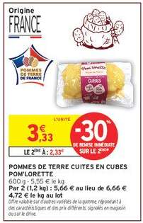 Pommes de terre cuites en cubes Pom'lorette