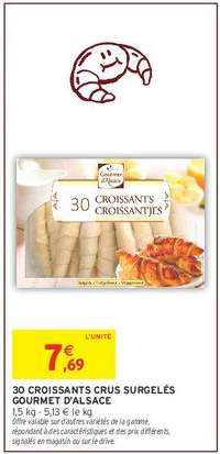 30 CROISSANTS CRUS SURGELÉS “GOURMET D’ALSACE”