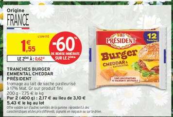 Tranches Burger Emmental Cheddar Président