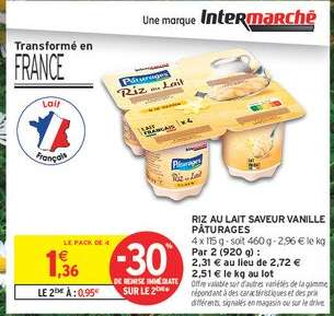 RIZ AU LAIT SAVEUR VANILLE PÂTURAGES