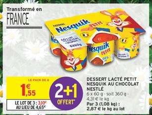 Dessert lacté Petit Nesquik au chocolat Nestlé