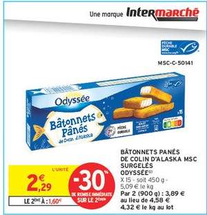 BÂTONNETS PANÉS DE COLIN D'ALASKA MSC SURGELÉS ODYSSÉE