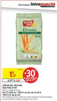 Gressins Sésame Bouton d'Or