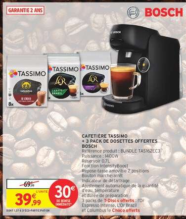 Cafetière Tassimo + 3 Pack de Dosettes Offertes