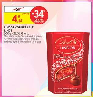 LINDOR CORNET LAIT LINDT