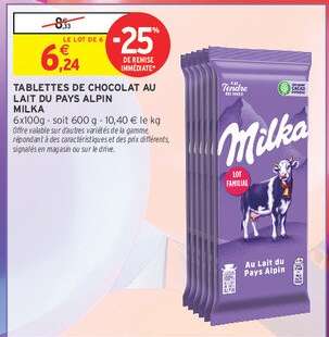 Tablettes De Chocolat Au Lait Du Pays Alpin Milka