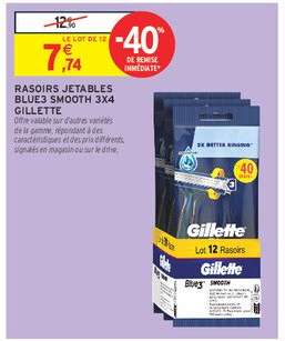 RASOIRS JETABLES BLUE3 SMOOTH 3X4 GILLETTE