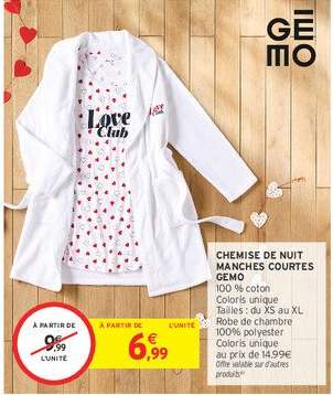 Chemise de nuit manches courtes GEMO