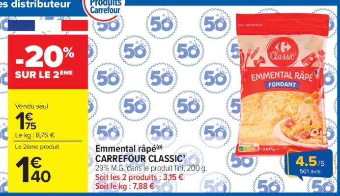 EMMENTAL RÂPÉ CARREFOUR CLASSIC