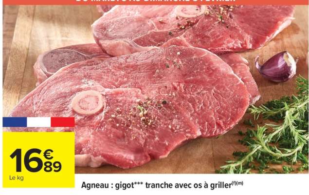 Agneau : gigot*** tranche avec os  à griller