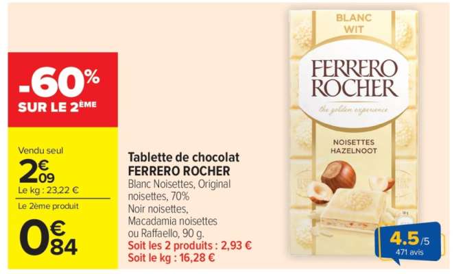 Tablette de chocolat FERRERO ROCHER
