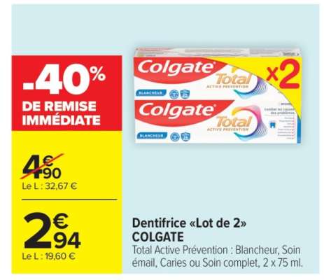Dentifrice «Lot de 2» COLGATE