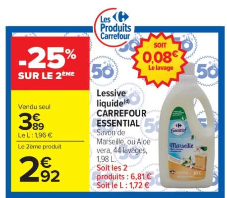 Lessive liquide CARREFOUR ESSENTIAL