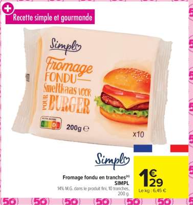 Fromage fondu en tranches SIMPL
