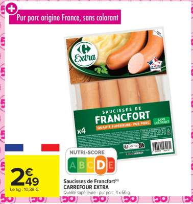Saucisses de Francfort CARREFOUR EXTRA