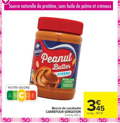 Beurre de cacahuète CARREFOUR SENSATION