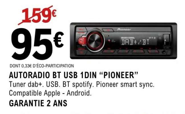 AUTORADIO BT USB 1DIN “PIONEER”