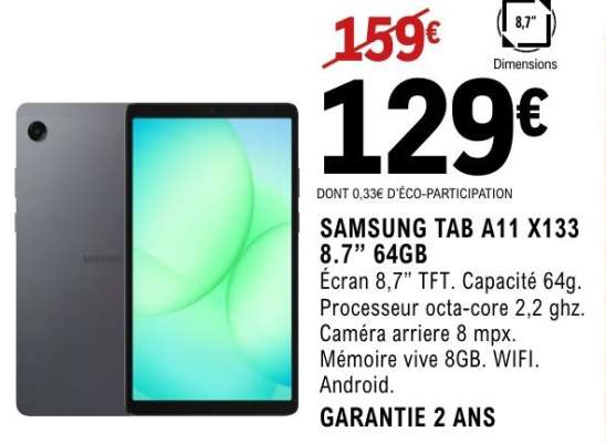 SAMSUNG TAB A11 X133 8.7” 64GB