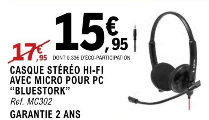 CASQUE STÉRÉO HI-FI AVEC MICRO POUR PC “BLUESTORK”