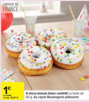 4 micro donuts blanc confetti
