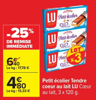 Petit Écolier Tendre Cœur Au Lait Lu