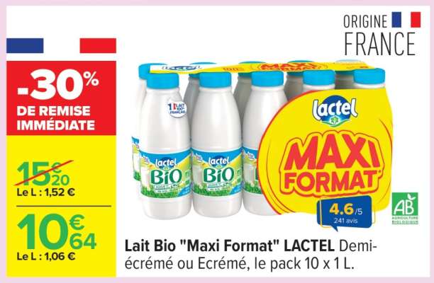 Lait Bio «Maxi Format» LACTEL