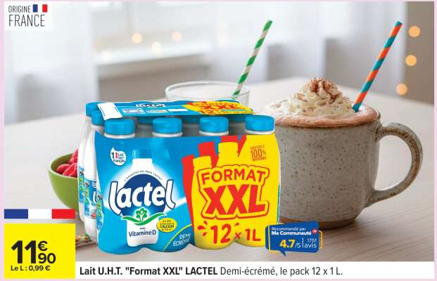 Lait U.H.T. "Format XXL" LACTEL