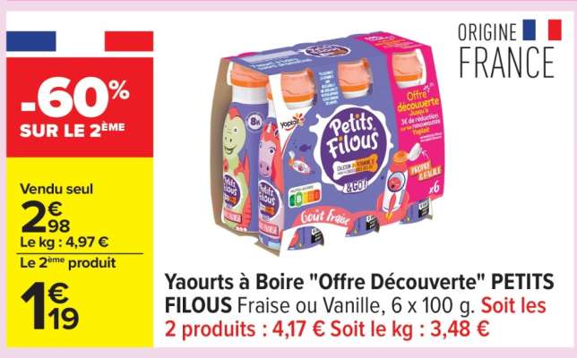 Yaourts à boire «Offre Découverte» PETITS FILOUS