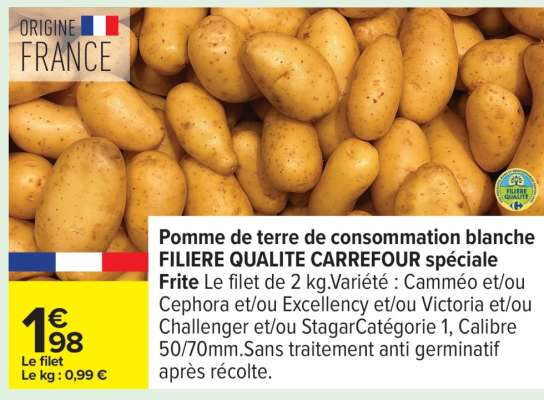 Pomme de terre de consommation blanche