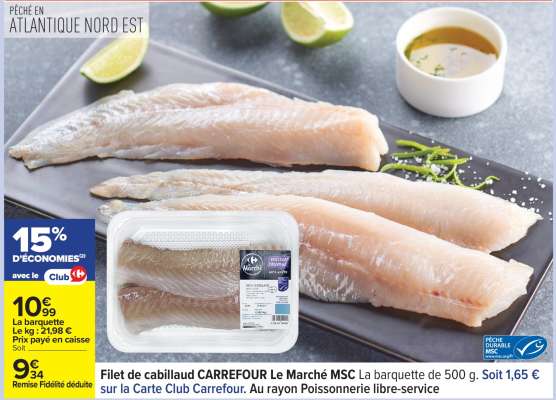Filet de cabillaud CARREFOUR Le Marché MSC