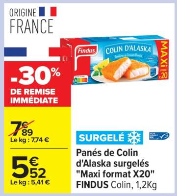 Panés de Colin d'Alaska surgelés "Maxi format X20"