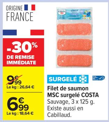 Filet de saumon MSC surgelé COSTA