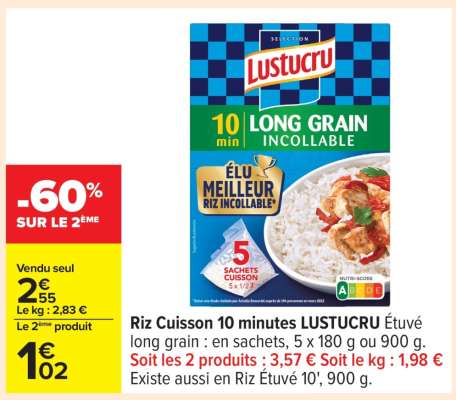 Riz Cuisson 10 minutes LUSTUCRU