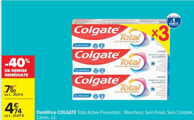 Dentifrice Colgate Total Active Prevention