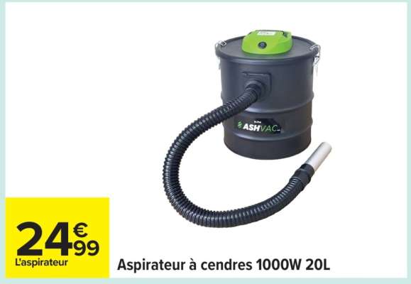 Aspirateur à cendres 1000W 20L