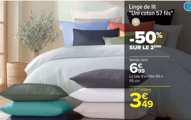 Linge de lit «Uni coton 57 fils»