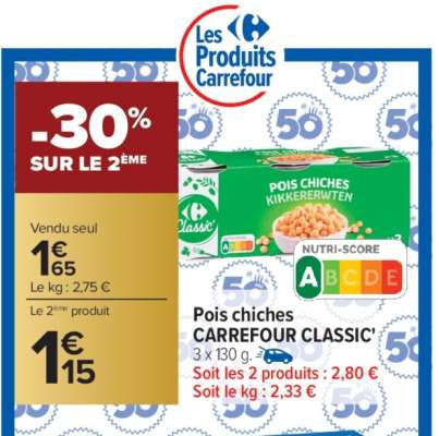 Pois chiches CARREFOUR CLASSIC'