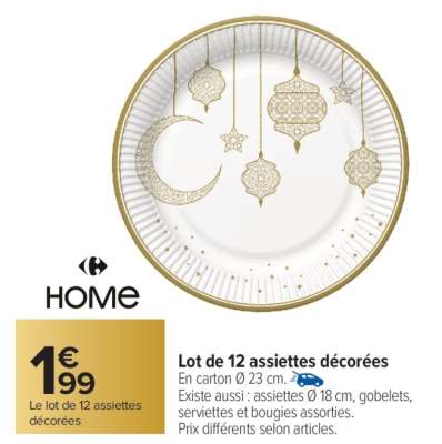 Lot de 12 assiettes décorées
