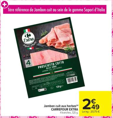 Jambon cuit aux herbes CARREFOUR EXTRA