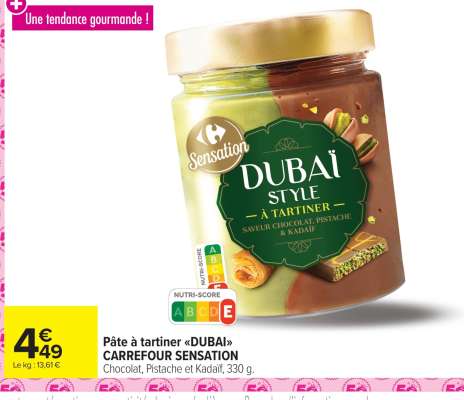 Pâte à tartiner «DUBAÏ» CARREFOUR SENSATION